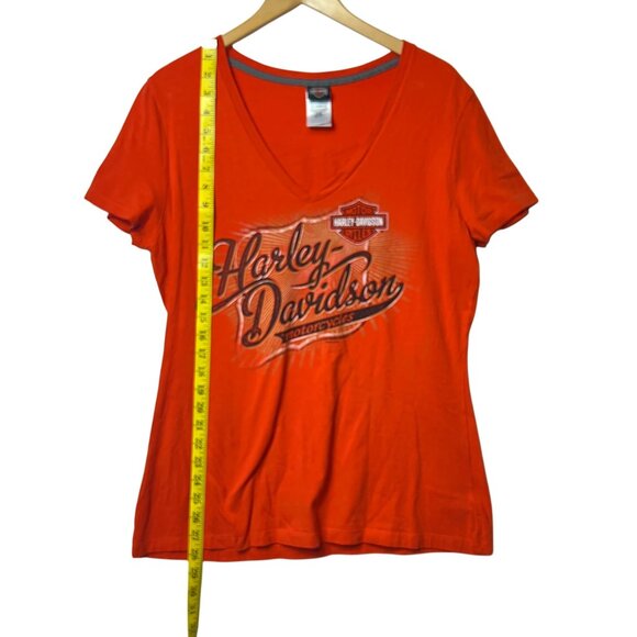 Harley-Davidson Womens V-Neck T-Shirt XL Cotton/Spandex Blend Graphic Logo - Picture 9 of 10